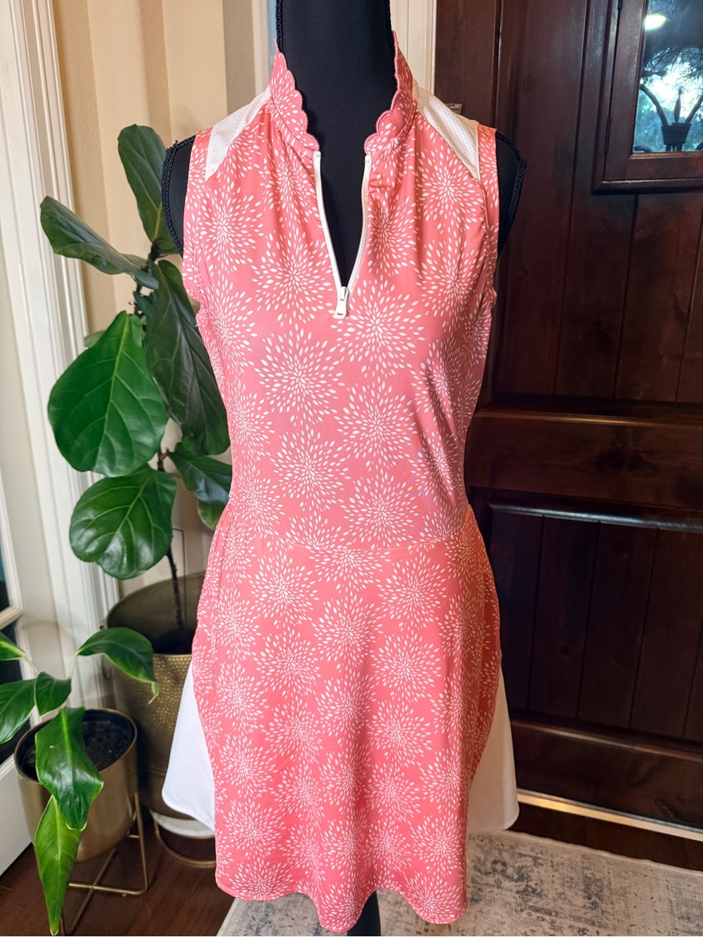 RLX Ralph Lauren Coral Pink Patterned Sleeveless Golf Dress Size S